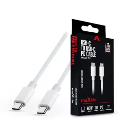   Maxlife MXUC-05 60W PD Type-C/Type-C adat- és töltőkábel 1m - fehér