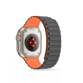   Tech-Protect IconBand Magnetic Apple Watch szilikon sport szíj - 42/44/45/49mm - szürke/narancs