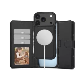   Tech-Protect Wallet Flip oldalra nyíló tok + Magsafe tok - Apple iPhone 17 Pro Max - fekete