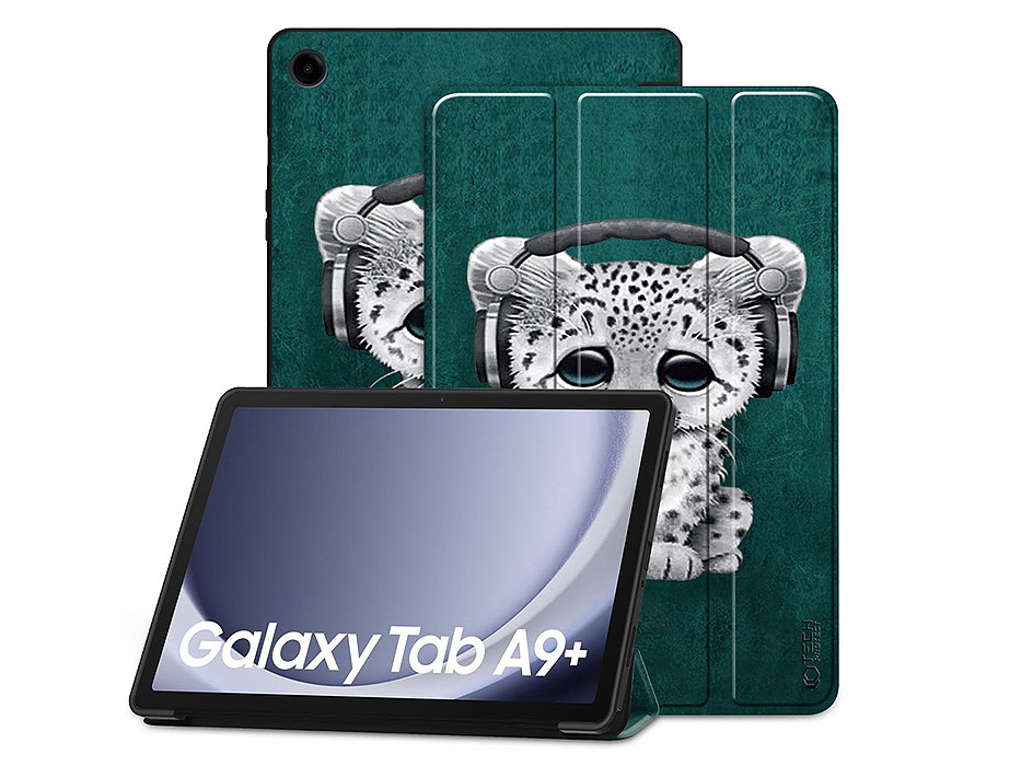 Samsung X210/X215/X216 Galaxy Tab A9+ 11.0 tablet tok (Smart Case) on/off funkcióval - Tech-Protect - sad cat (ECO csomagolás)