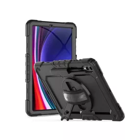   Tech-Protect Solid ütésálló tok - Samsung Galaxy Tab S9 FE+ 12.4/S9+, kijelzővédővel - fekete - ECO
