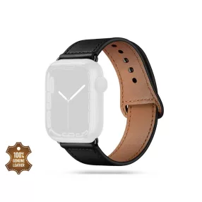   Tech-Protect Leatherfit Apple Watch bőrből készült szíj - 42/44/45/49mm - fekete