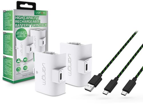 Venom VS2874 XboxSeries S/X & One fehér magas kapacítású (1100mAh) akkucsomag (2 db) +3m töltőkábel