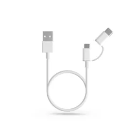   USB - micro USB + USB Type-C gyári adat- és töltőkábel 35 cm-es vezetékkel - Xiaomi SJX01ZM for Power Bank - 2in1 USB 2.0 - white