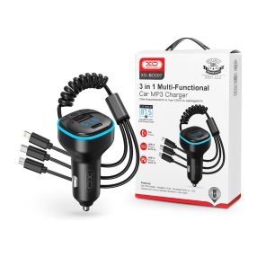   XO BCC07 3in1 Bluetooth FM-transmitter/autós töltő USB/Type-C - fekete