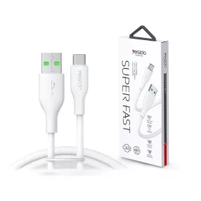   YESIDO USB - USB Type-C adat- és töltőkábel 1,2 m-es vezetékkel - YESIDO CA72 Super Fast Type-C Data Cable - 5V/5A - fehér