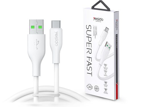 YESIDO USB - USB Type-C adat- és töltőkábel 1,2 m-es vezetékkel - YESIDO CA72 Super Fast Type-C Data Cable - 5V/5A - fehér